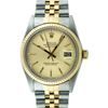 Image 1 : Rolex Mens Two Tone Yellow Gold And Steel Champagne Tapestry Datejust Wristwatch