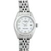 Image 2 : Rolex Ladies Stainless Steel White Dial White Gold Fluted Bezel Wristwatch