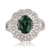 Image 1 : 2.54 ctw Blue-Green Sapphire and 1.06 ctw Diamond Platinum Ring (GIA CERTIFIED)