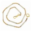 Image 1 : Vintage 14k Two Tone Gold 13.5" Polished Open Bar & Curb Link Pocket Watch Chain