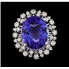 Image 2 : GIA Cert 16.52 ctw Tanzanite and Diamond Ring - 14KT White Gold