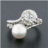 Image 2 : Antique Platinum 1.50 ctw GIA European Diamond Cultured Pearl Textured Bypass Ri