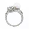 Image 8 : Antique Platinum 1.50 ctw GIA European Diamond Cultured Pearl Textured Bypass Ri