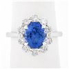 Image 1 : NEW 14k White Gold 2.95 ctw Oval Blue Violet Tanzanite w/ Round Diamond Halo Rin