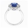 Image 8 : NEW 14k White Gold 2.95 ctw Oval Blue Violet Tanzanite w/ Round Diamond Halo Rin