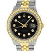 Image 1 : Rolex Mens Two Tone 18K Black 2 ctw Diamond Datejust Wristwatch