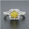 Image 4 : Platinum 1.74 ctw GIA Yellow Sapphire Solitaire w/ Diamond Accents Engagement Ri