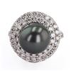Image 2 : 12mm Tahitian Pearl and 1.45 ctw Diamond 14K White Gold Ring