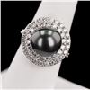 Image 3 : 12mm Tahitian Pearl and 1.45 ctw Diamond 14K White Gold Ring