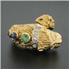 Image 2 : Vintage 18k Gold Lion Head Diamond & Cabochon Multi Gemstone Textured Wrap Ring