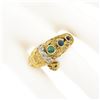 Image 3 : Vintage 18k Gold Lion Head Diamond & Cabochon Multi Gemstone Textured Wrap Ring