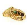 Image 7 : Vintage 18k Gold Lion Head Diamond & Cabochon Multi Gemstone Textured Wrap Ring