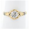 Image 2 : Antique Victorian 18k Gold GIA European Diamond Flower Basket Engagement Ring