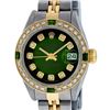 Image 1 : Rolex Ladies Quickset 18K Yellow Gold And Steel Green Vignette Diamond And Emera