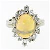 Image 4 : Estate FINE 14K Gold 3.81 ctw Cabochon Opal Round Baguette Diamond Cocktail Ring