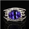 Image 1 : 4.26 ctw Tanzanite and 0.84 ctw Diamond Platinum Ring