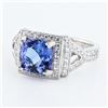 Image 1 : 2.98 ctw Tanzanite and 0.65 ctw Diamond Platinum Ring