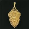 Image 2 : Antique Victorian 14k Gold Etruscan Revival Bead Wire Work Large Shield Pendant