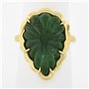 Image 2 : NEW 18K Gold 9.99 ctw GIA Carved Scalloped Pear Cabochon Emerald Cocktail Ring