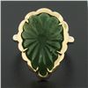 Image 3 : NEW 18K Gold 9.99 ctw GIA Carved Scalloped Pear Cabochon Emerald Cocktail Ring