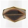 Image 1 : Vintage 14K Gold Large Polished Custom Cut Tiger's Eye Solitaire Geometric Ring