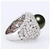 Image 3 : 11mm Tahitian Pearl and 3.00 ctw Diamond 18K White Gold Ring