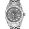 Image 1 : Rolex Mens Stainless Steel Slate Grey Lugs And Diamond Bezel Datejust Wristwatch