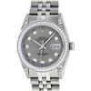 Image 3 : Rolex Mens Stainless Steel Slate Grey Lugs And Diamond Bezel Datejust Wristwatch