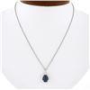 Image 1 : NEW 14k Gold Gubelin Pear Cabochon Sapphire Diamond Halo Teardrop Pendant Chain