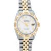 Image 2 : Rolex Mens Two Tone White Roman Pyramid Diamond Bezel Datejust Wristwatch 36MM