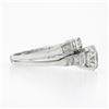 Image 6 : Vintage 14k Gold GIA Round Diamond Baguette 2.94 ctw Engagement Wedding Ring Set