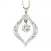 Image 2 : Vintage 14k White Gold 0.99 ctw Round Diamond Dangle Pendant w/ 15" Chain Neckla