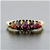 Image 2 : Antique Victorian 18K Gold 1.0 ctw Graduating Old Cut Red Spinel 5 Stone Band Ri