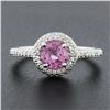 Image 2 : NEW Martin Flyer Platinum 1.57 ctw Round Pink Sapphire w/ Pave Diamond Halo Ring