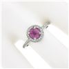 Image 3 : NEW Martin Flyer Platinum 1.57 ctw Round Pink Sapphire w/ Pave Diamond Halo Ring
