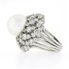 Image 6 : Large Vintage Handmade Platinum 14mm Pearl w/ 6.57 ctw Diamond Wire Work Dome Ri