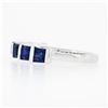 Image 6 : Platinum 1.82 ctw Square Step Cut Sapphire Bar Channel Set Stack Wedding Band Ri