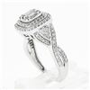Image 8 : 14k White Gold 1.42 ctw Illusion Set Diamond w/ Halo Twisted Sides Engagement Ri