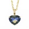 Image 2 : New 14K Gold GIA Zoned Blue & Yellow Heart Sapphire Solitaire Pendant Necklace