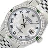 Image 2 : Rolex Mens Stainless Steel White Roman 36MM Diamond And Emerald Datejust
