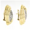 Image 4 : Vintage 18k Yellow Gold 2.15 ctw Pave Diamond Domed Swirl Earrings w/ 14k Backs
