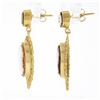 Image 4 : Vintage 14k Gold Carved Shell Cameo w/ Open Filigree Frame Drop Dangle Earrings