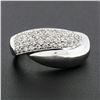 Image 2 : NEW 14k White Gold 0.52 ctw Pave Diamond & Polished Crossover Wide Band Ring