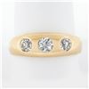 Image 1 : Mens Antique Victorian 14K Gold 0.80 ctw European Diamond 3 Stone Gypsy Band Rin