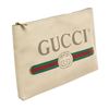 Image 2 : Gucci Beige Leather Logo Print Clutch