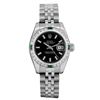 Image 2 : Rolex Ladies Quickset Black Index White Gold Emerald And Diamond Bezel With Hidd