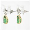 Image 3 : 14k Gold 3.31 ctw GIA Pear Emerald Bezel Old European Diamond Drop Dangle Earrin
