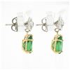 Image 4 : 14k Gold 3.31 ctw GIA Pear Emerald Bezel Old European Diamond Drop Dangle Earrin