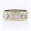 Image 4 : Vintage 14k White Gold 6.3mm Pierced Open Floral Work Wide Eternity Band Ring