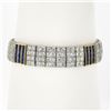 Image 2 : Antique French 18K Gold Plat 17.85 ctw Diamond & Sapphire Wide Statement Bracele